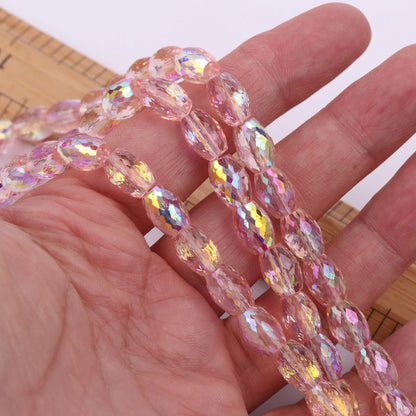 10pcs 12x8mm Oval Cylinder Faceted Cut Crystal Glass Loose Crafts Beads for Jewelry Making DIY