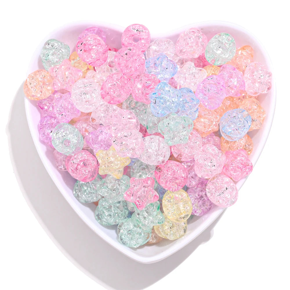 50pcs 11mm Clear Acrylic Burst Beads Candy Color Star Spacer Beads DIY Handmade Beaded For Jewelry Findings Bracelet Accessories