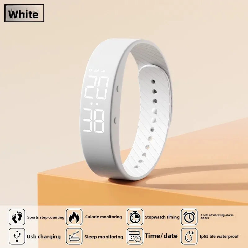 Waterproof Kids LED Digital Alarm Clock Watch Swimming Silent Vibration Smart Bracelet Sports Fitness Student Step Counter