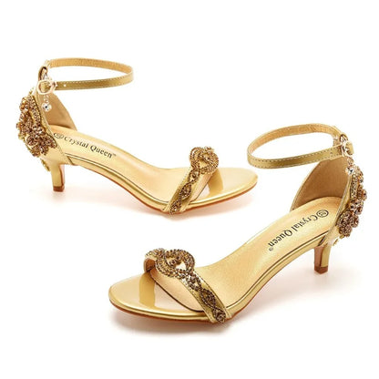 Size 34-45 2024 Rhinestone Sandals for Women Summer Peep Toe Sandals Ladies Fashion Party High Heels Sexy Wedges Wedding Shoes