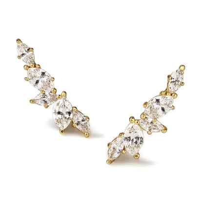Huitan Dainty Stud Earrings with Crystal Cubic Zirconia Simple Stylish Ear Piercing Earrings for Women Trendy Jewelry Drop Ship