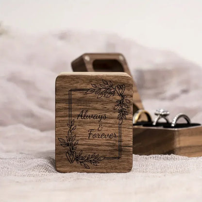 Always & Forever 3 Slot Ring Box For Wedding Ceremony Engraved Engagement Valentine's Day Birthday Gift Display Ring Bearer Waln