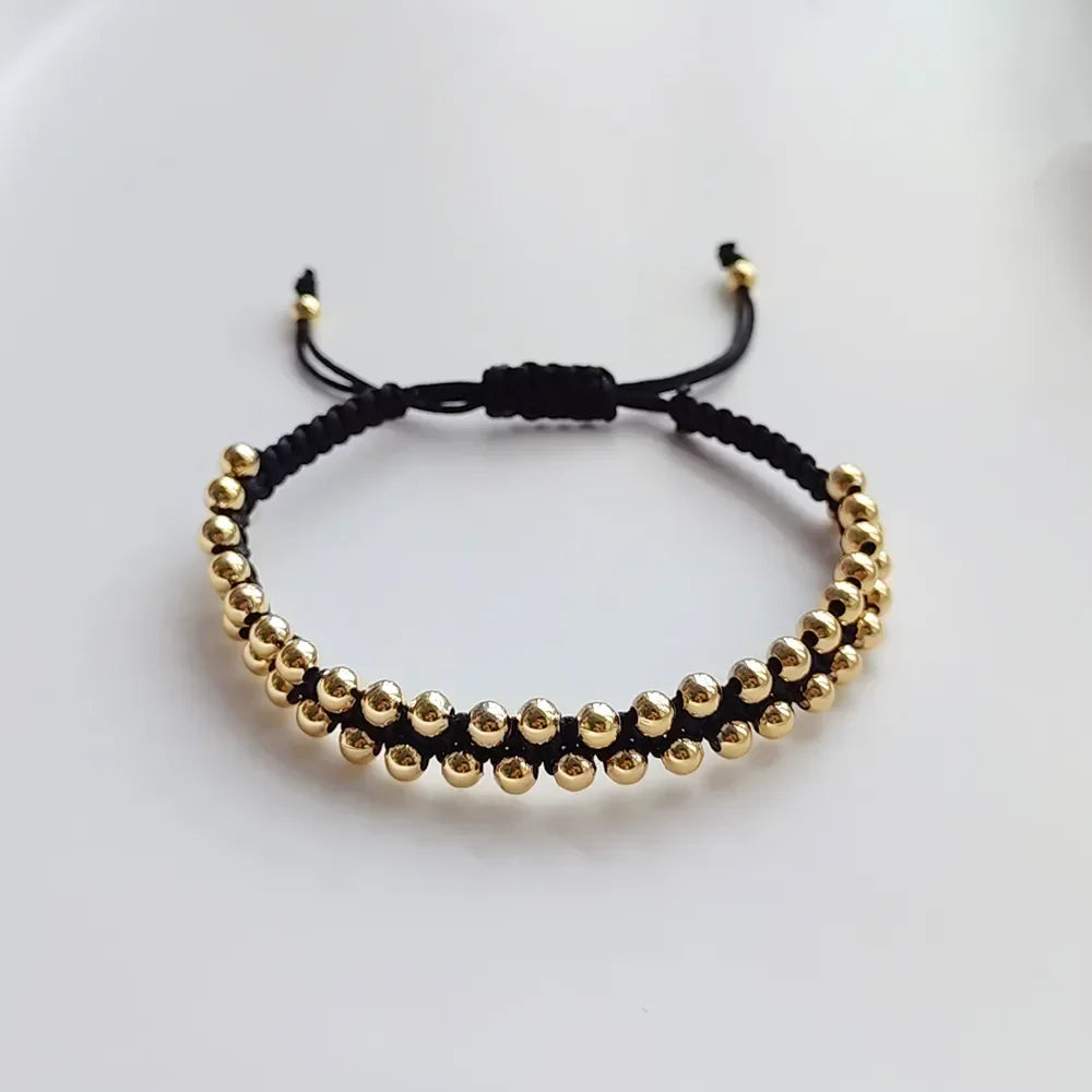 KKBEAD Handmade Braided Bracelet Jewelry for Women 4mm High Quality Gold Plated Beads Bracelets Bijoux Fashion Pulseras Femme