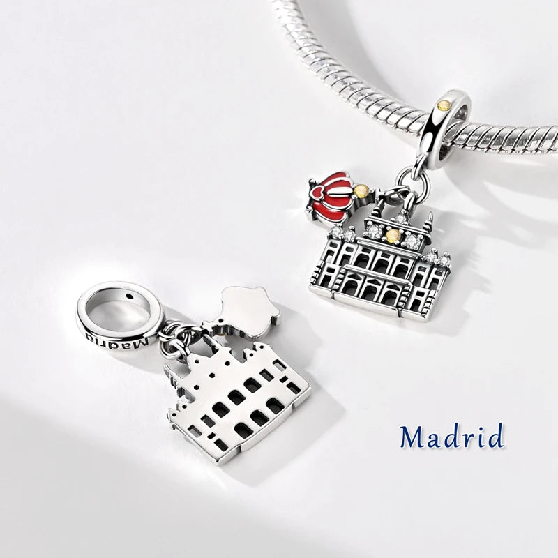 925 Sterling Silver Famous Buildings Charms Bead Milan Cathedral Colosseum Eiffel Tower Dangle Fit Original Bracelet DIY Jewelry