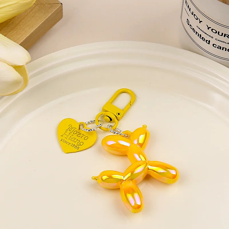 Cute Acrylic Cartoon Balloon Dog Keychains For Women Girls Bag Pendant Car Key Chains Fashion Jewelry Gift Decoration Accessory