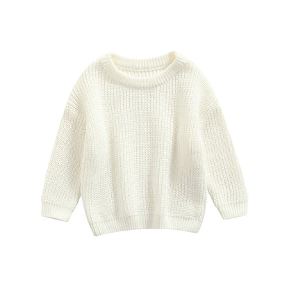Autumn Winter Newborn Baby Girl Boy Knitted Long Sleeve Sweater Solid Loose Pullover Casual Tops Children Sweater Kids Clothes