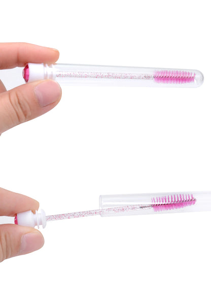 10Pcs Eyelash Brushes Tubes Reusable Lash Mascara Wands Lash Extension Brushes In Case Diamond Eyebrow Brushes Comb Containers