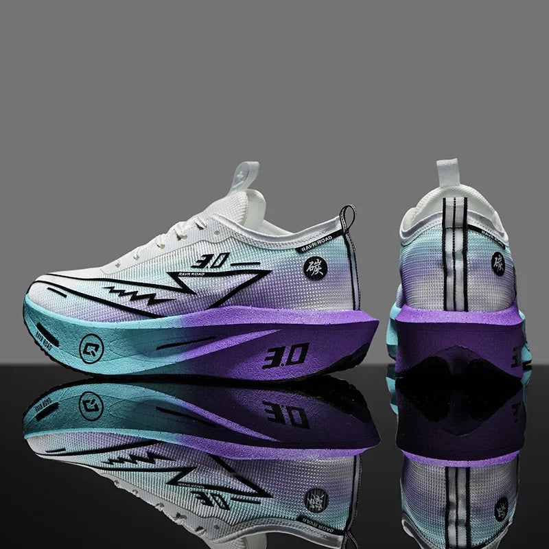 Men's Carbon Board Sneakers Anti-slip Cushioned Comfortable Racing Training Running Shoes Mesh Tennis Shoes Casual for Women