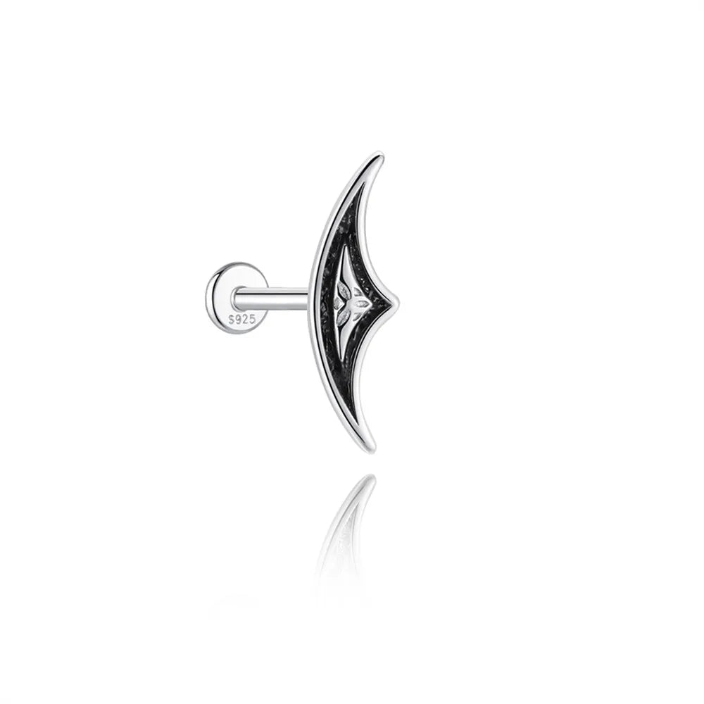 AIDE 925 Sterling Silver Shiny Hollow Lotus Flower Crown Flat Back Internal Thread Piercing Earring For Women INS Dainty Luxury