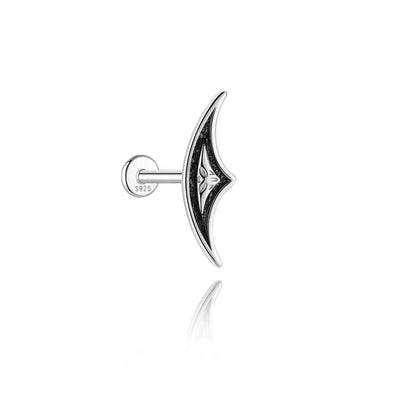 AIDE 925 Sterling Silver Shiny Hollow Lotus Flower Crown Flat Back Internal Thread Piercing Earring For Women INS Dainty Luxury