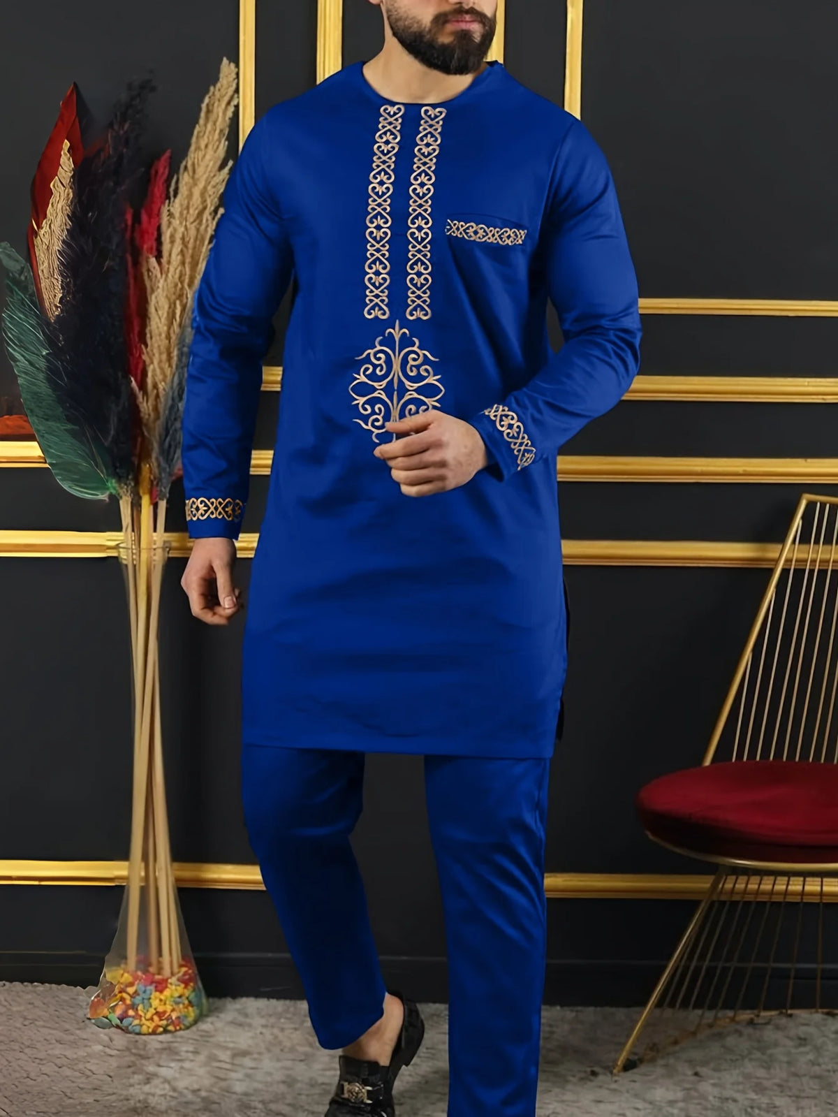 2025 African Men Dashiki Long Sleeve 2 Piece Set Traditional Outfit Africa Clothing White Men's Suit Male Shirt Pants Suits