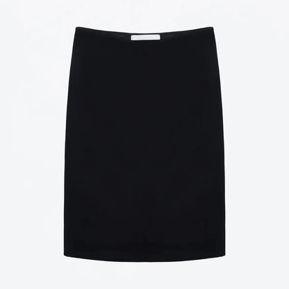 Tank Usd Dollar Print Skirt, Black Mid-Low Waist Bodycon Skirt, Double-Layer Rayon Fabric, Low-Waist Slimming Elastic Versatile Stylish Mid-Length Skirt