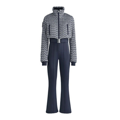 Warm Women's Skiwear Jumpsuit With Belt Stand Collar Full Sleeve Zipper Straight Thicken Jumpsuits 2026 Winter Lady Chic Clothes