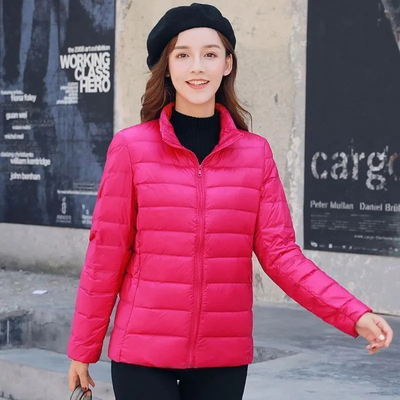 Autumn Winter New Parkas Down Coat Women's Short Stand-UP Collar Hooded Warm Cotton Padded Jacket Large Size Outcoat Female Tops