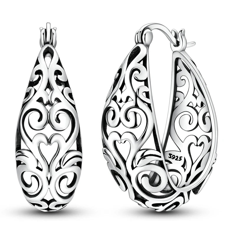 Original 925 Sterling Silver Hoop Earrings Women's Fashion Jewelry Butterfly Iris Lily of the Valley Tulip Flower Luxury Earring
