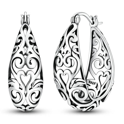 Original 925 Sterling Silver Hoop Earrings Women's Fashion Jewelry Butterfly Iris Lily of the Valley Tulip Flower Luxury Earring