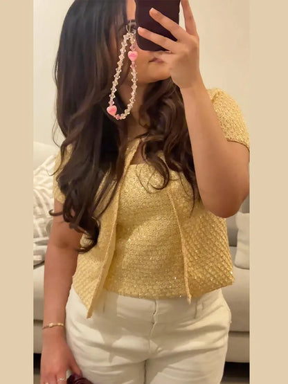 Women's Tank Tops Knitted Sequined Vests Summer Female Square Collar Sleeveless Backless Bodycon Crop Top Chic Lady Knitwear New