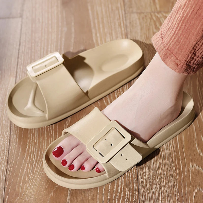 Litfun Summer New Flat Slippers For Women Fashion Outdoor Non-slip Beach Sandals Soft Bottom EVA Slides Lady Casual Home Slipper