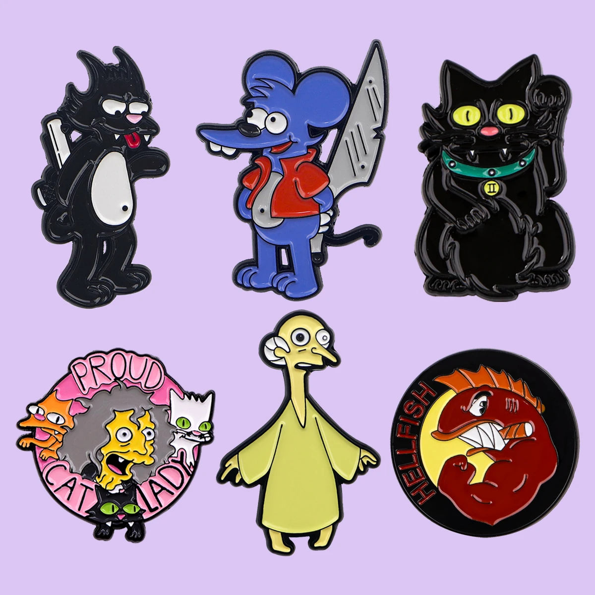 6pcs/Set Classic Anime Family Enamel Pin Funny Cartoon Characters Brooches TV Show Lapel Badges Constume Jewelry Gift for Friend