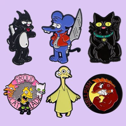 6pcs/Set Classic Anime Family Enamel Pin Funny Cartoon Characters Brooches TV Show Lapel Badges Constume Jewelry Gift for Friend