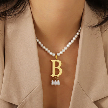 Customized Initial Pendant Luxury Jewelry Pearl Necklace Personalized Her Everyday Necklace Christmas Gift For Women Jewelry