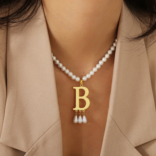 Customized Initial Pendant Luxury Jewelry Pearl Necklace Personalized Her Everyday Necklace Christmas Gift For Women Jewelry