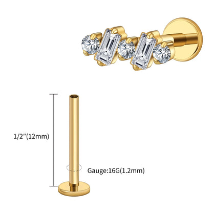 Right Grand ASTM F136 Titanium 16G Baguette CZ Climber Stud Earring Cluster Cartilage Helix Labret Stud Piercing Body Jewelry