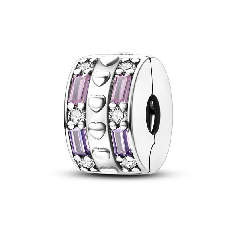 Original 925 Sterling Silver Clip Charm Inlaid Zircon Cat Butterfly Charm Silicone Spacer Beads For Women Bracelet DIY Jewelry