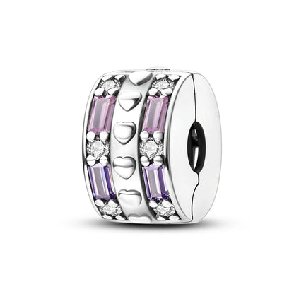 Original 925 Sterling Silver Clip Charm Inlaid Zircon Cat Butterfly Charm Silicone Spacer Beads For Women Bracelet DIY Jewelry