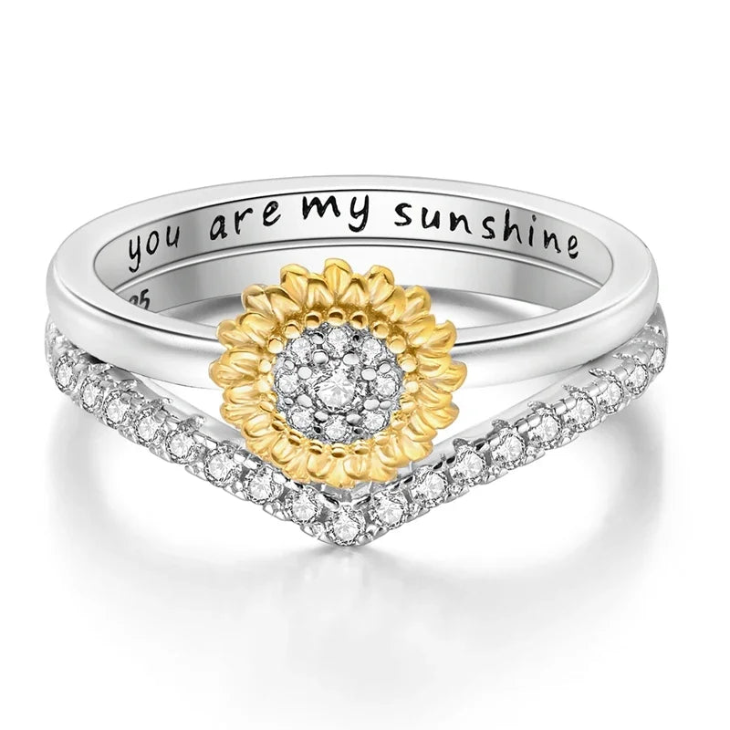 Fashion Rings for Women Stars and Moon Sunflower Pink Heart Zircon Luxury Wide Rings Fashion Engagement Wedding Jewelry Gift