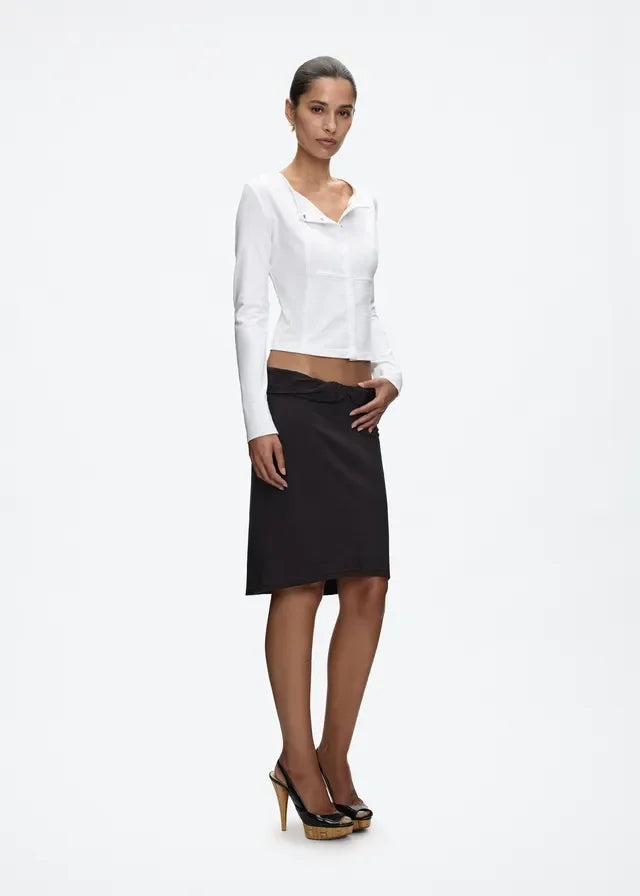 Tank Low-Waist Fold-Over Twist-Knot Bodycon Skirt, Stretchy Knit Mid-Length Skirt, Sexy Straight Mid-Length Skirt, Cuffed Waist Twist-Knot Mid-Length Skirt, Low-Waist Straight Skirt, Casual Sexy Skirt