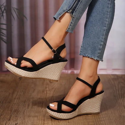 Women Wedges Sandals 2024 Summer New Fashion Sandals Comfortable Casual Outdoor Beach Sandals Designer Shallow Shoes for Women
