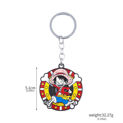 One Piece Luffy Straw Hat Keychain Rotatable Zoro Skull Metal Pendant Role-Playing Decorative Accessories Fan Jewelry Gift