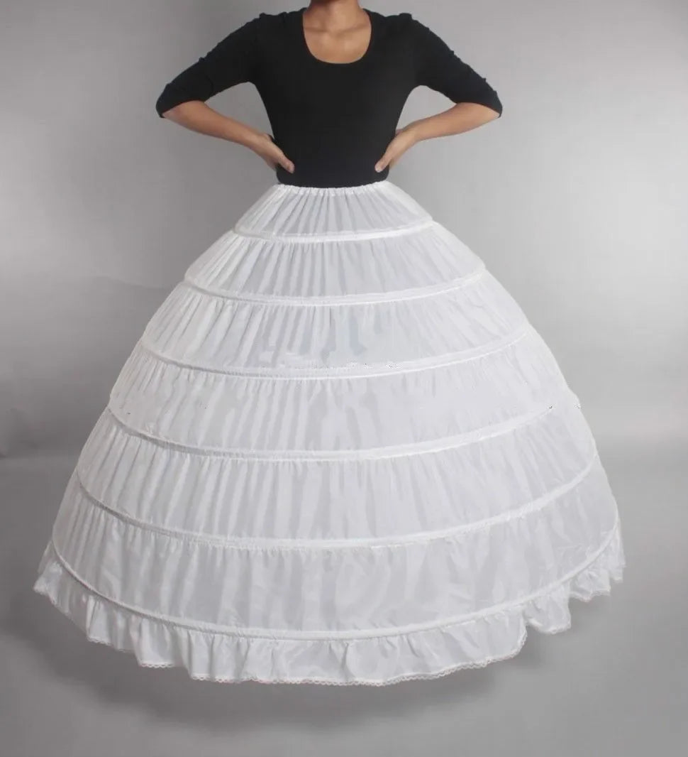 High Quality 6 Hoops Wedding Petticoat Crinoline Slip Bridal Underskirt Puffy In Stock Customized