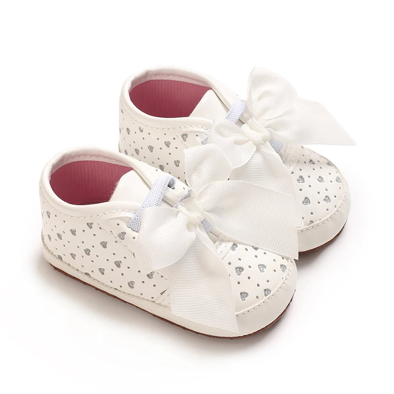 Baby Learning Walk Shoes, Cute Printed & Bow Sneakers, Soft Sole Casual Footwear for Infants 0-18M