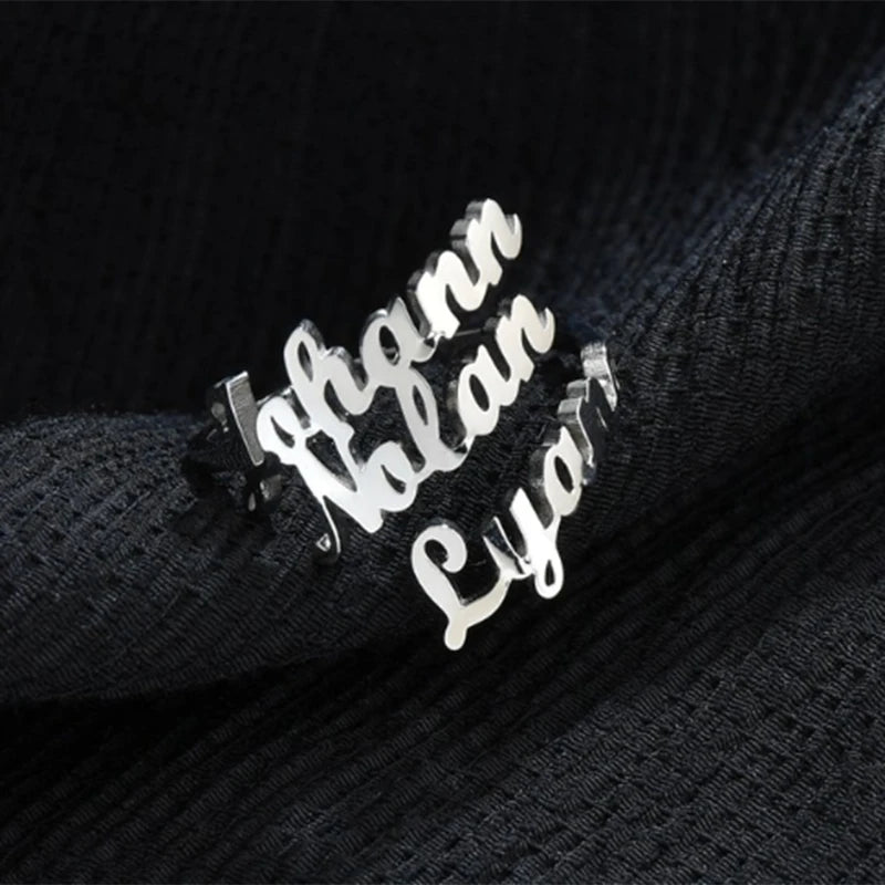 Treebud Custom Name Rings for Women Men Stainless Steel Personalized Nameplate Adjustable Ring Jewelry Gifts Dropshipping