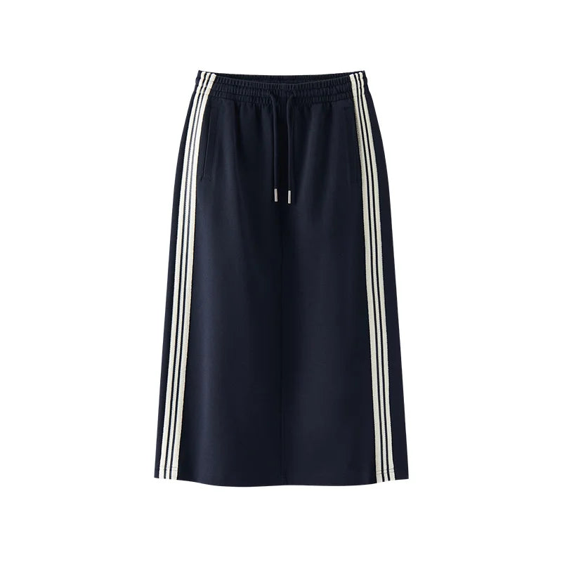 Semir Women Skirt Knit Long Straight Elastic Waist Sport Style Retro Casual Bottoms Autumn Midi Skirt Daily Wear 2026