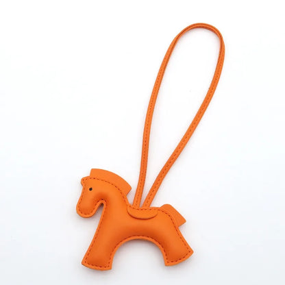 Fashion Horse Keychain All-around PU Leather Horses Embellishment for Female Car Key Chain Handbag Decoration Jewelry Gifts
