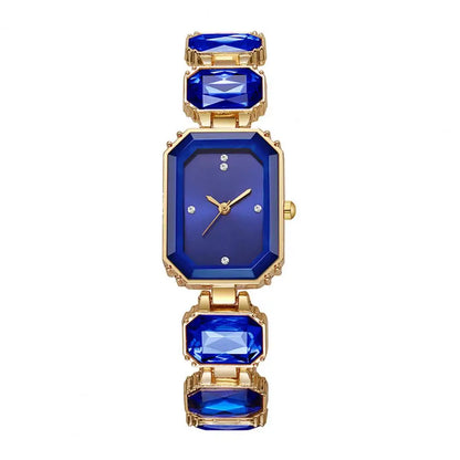 Ladies Bracelet Quartz Watch Sparkling Rhinestone Rectangular Dial Watch Faux Diamond Bracelet Wristwatch For Jewelry Timepiece