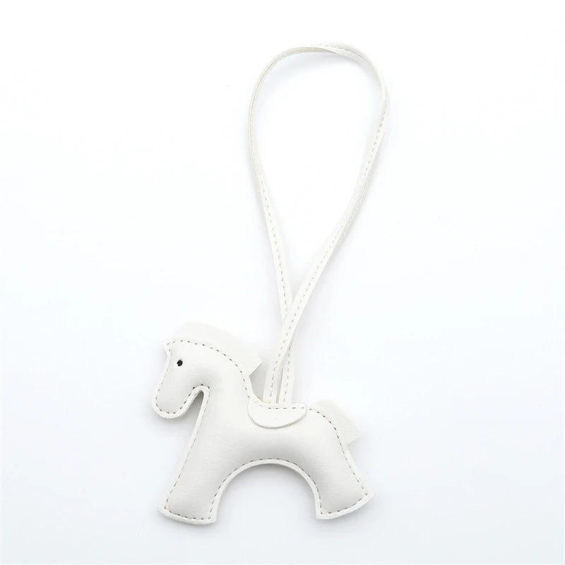 2025 New Fashion Bag Accessories Horse Keychain With Strings Rope All-around PU Leather Tiny Horse Embellishment For Female Gift