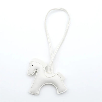 2025 New Fashion Bag Accessories Horse Keychain With Strings Rope All-around PU Leather Tiny Horse Embellishment For Female Gift