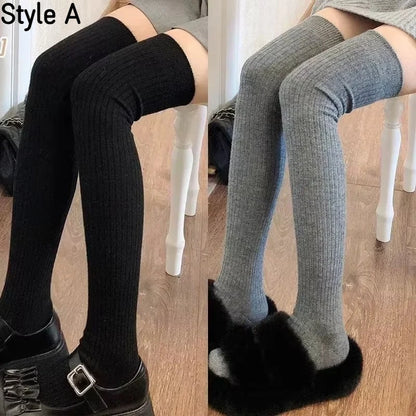 Spring Fall Knee High Stockings for Women White Vertical Stripe Long Socks Fashion Girls JK Skinny Boots Sock Japanese Style