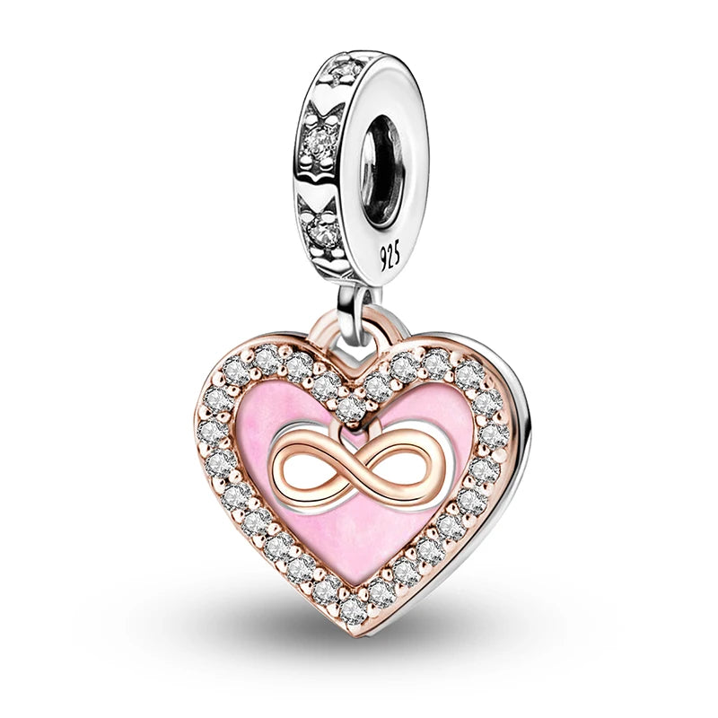 Fit 925 Original Bracelets Love Heart Flower Four Leaf Clover Turtle 925 Silver Charms Beads DIY Birthday Jewelry Gift