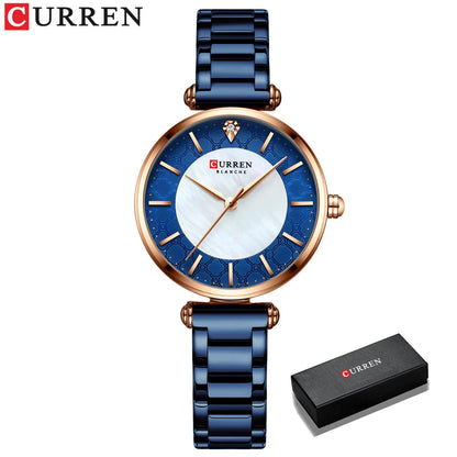 CURREN 9072 Fashion Stainless Steel Women Luxury Watch Analog Quartz Wristwatch Ladies Elegant Dress Watches Relogio Feminino