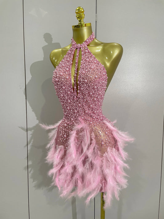 Women's Embellished Halter Mini Dress