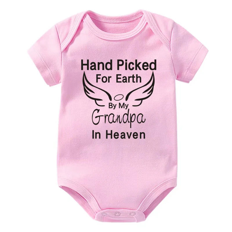 Hand Picked for Earth By My Grandpa/grandma In Heaven Baby Bodysuit Romper Summer Short Sleeve Jumpsuit Ropa