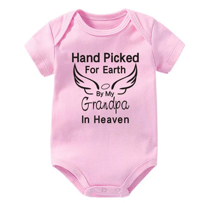 Hand Picked for Earth By My Grandpa/grandma In Heaven Baby Bodysuit Romper Summer Short Sleeve Jumpsuit Ropa