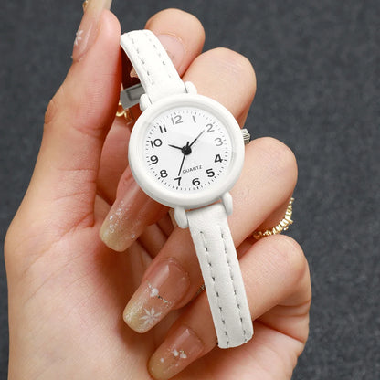 Minimalist Ultra-thin Ladies Quartz Watch Small Arabic Dial Fashion Leather Strap Wristwatch Relogio Feminino（Without Box）