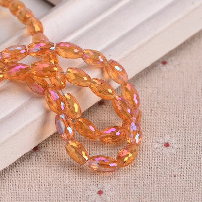 10pcs 12x8mm Oval Cylinder Faceted Cut Crystal Glass Loose Crafts Beads for Jewelry Making DIY