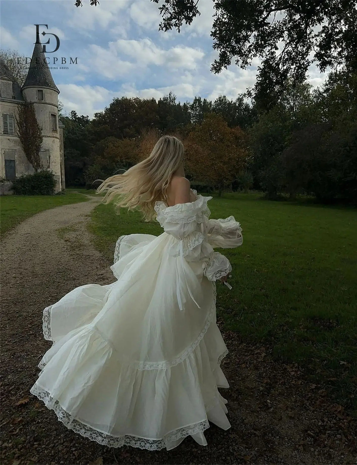 ED A-line Luxurious Evening Dresses for Special Occasions Lace Women's Evening Dress Customized Off the Shoulders Lolita